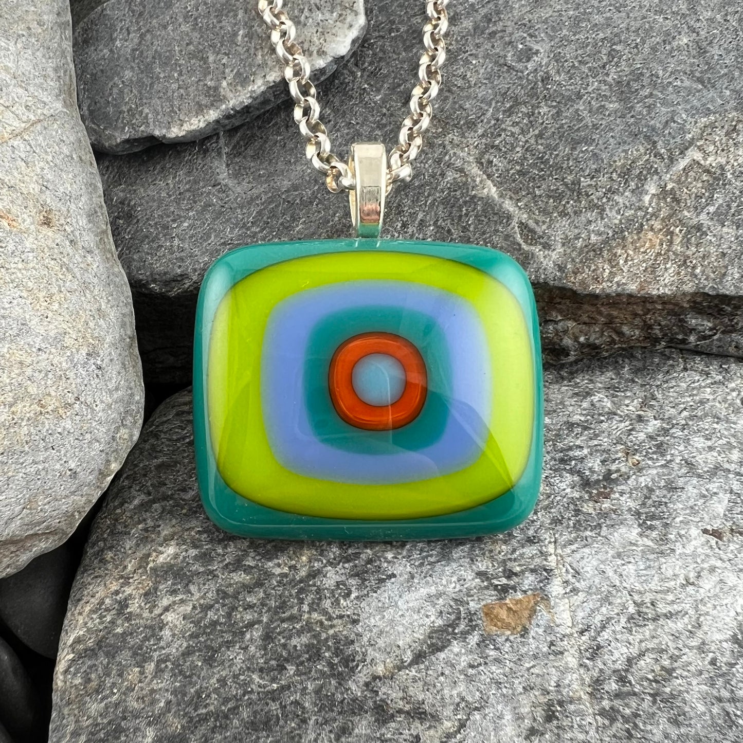 Multi Color Fused Glass Pendant