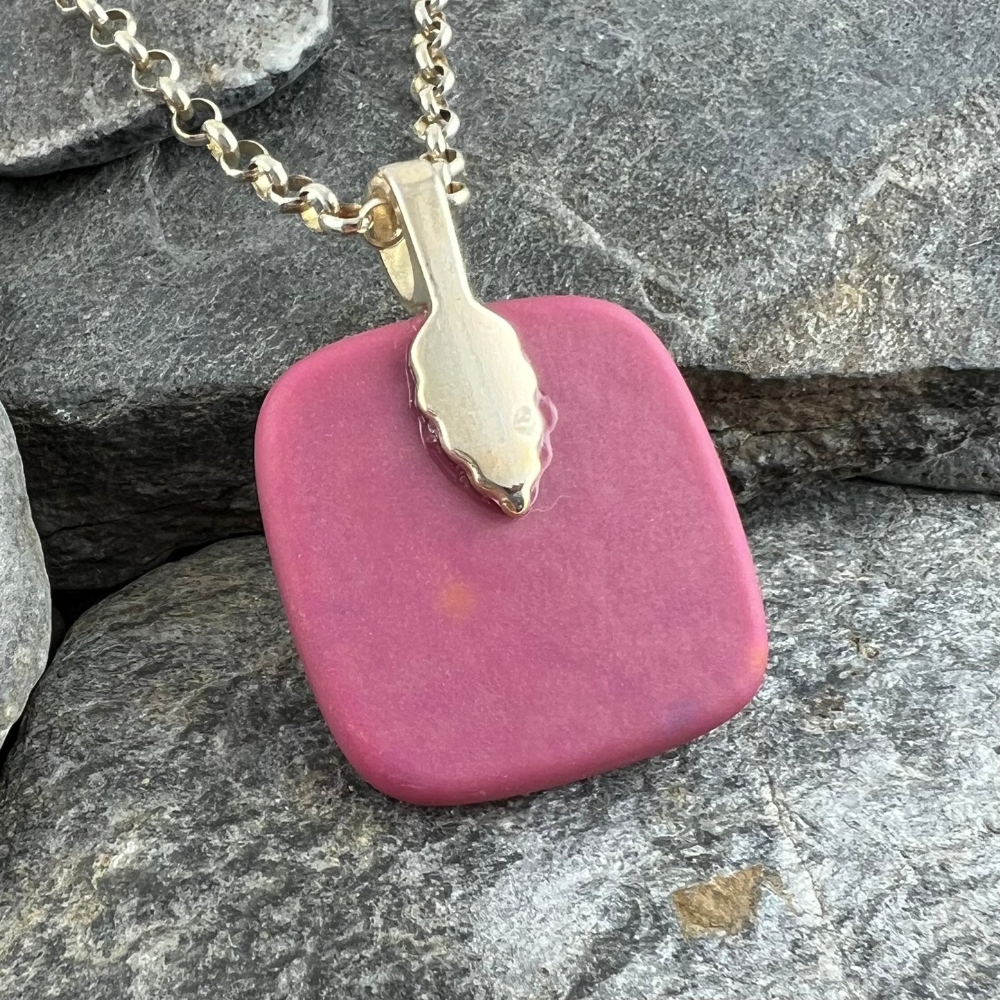 Dark and Light Pink Fused Glass Pendant