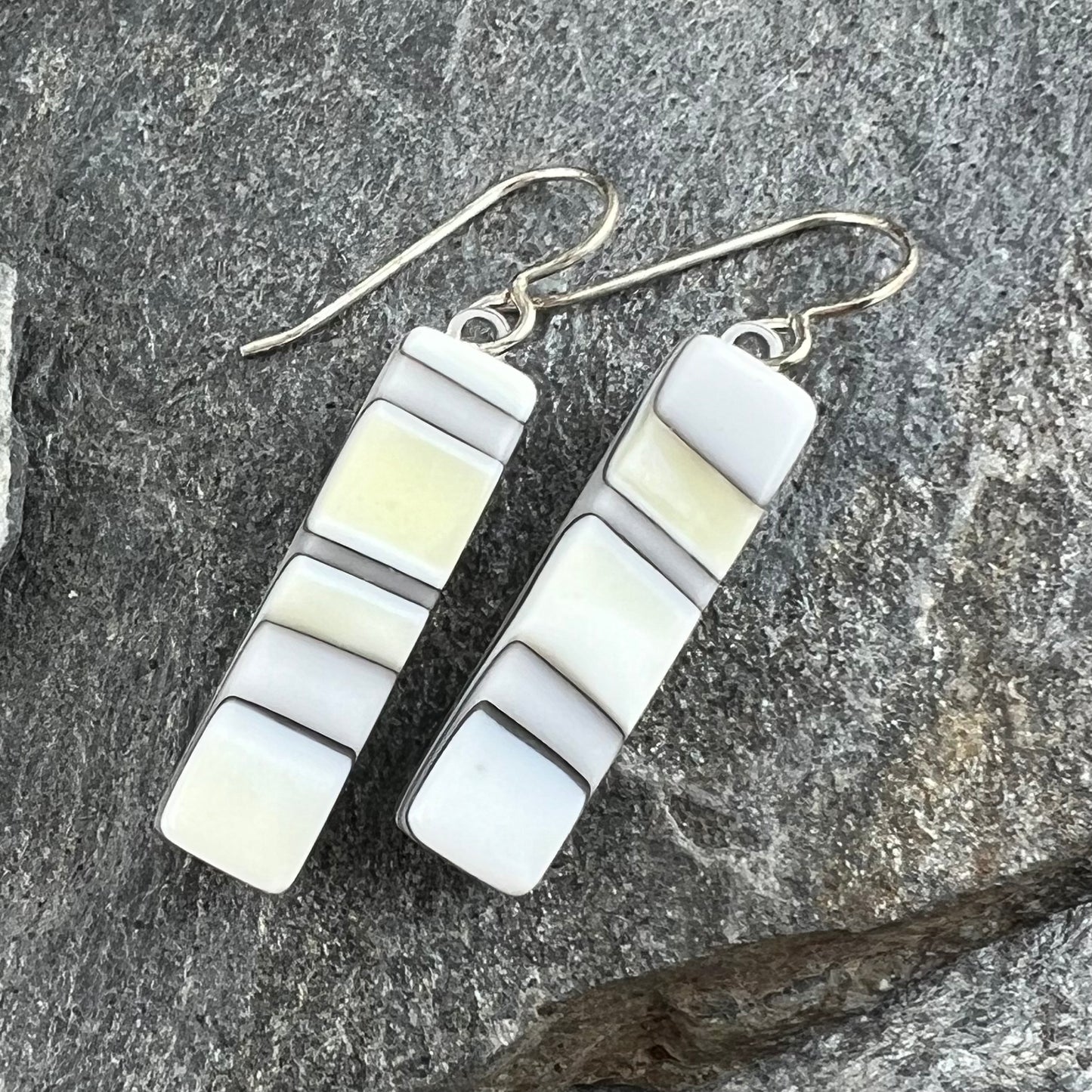 White and Ivory Layered Fused Glass Earrings