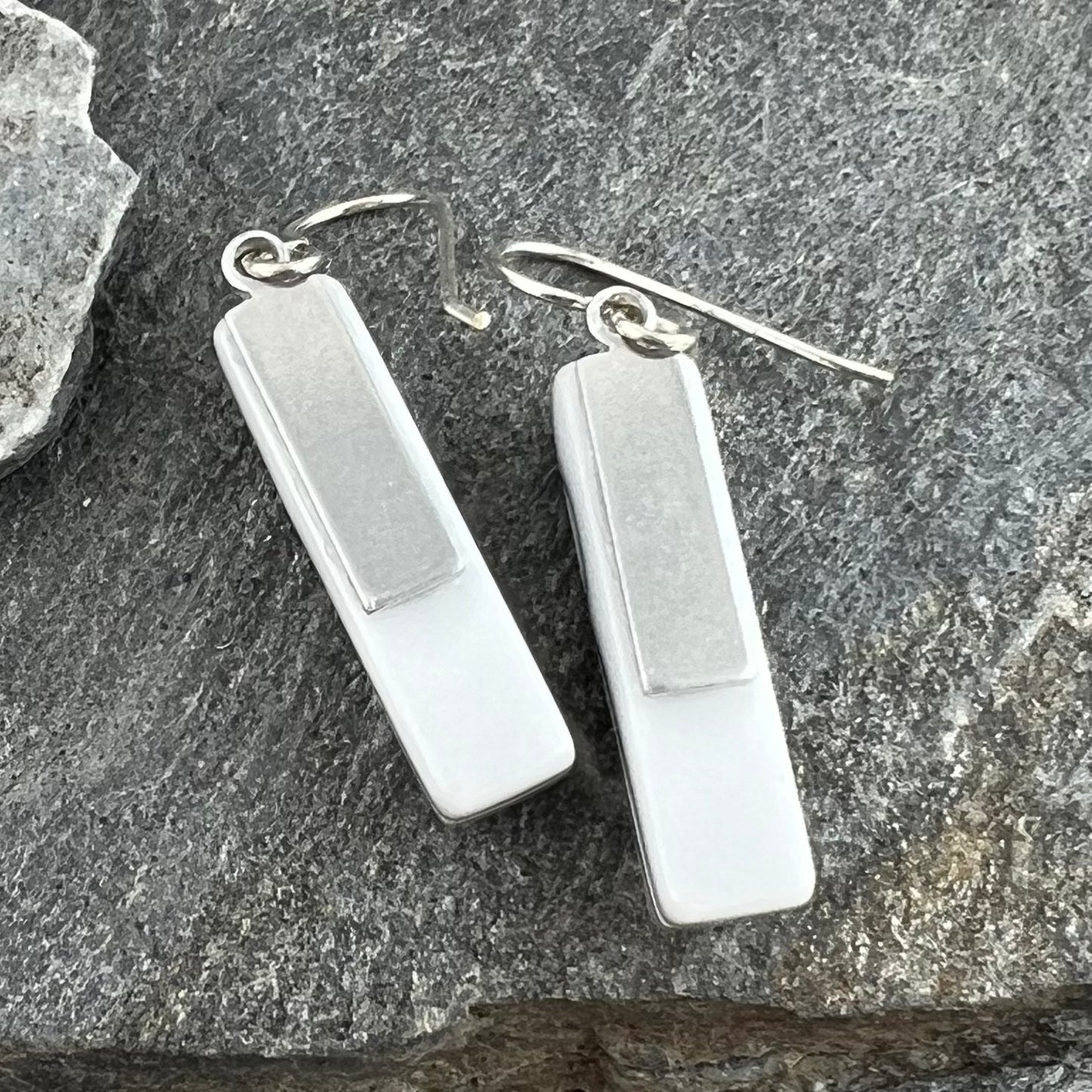 White and Ivory Layered Fused Glass Earrings