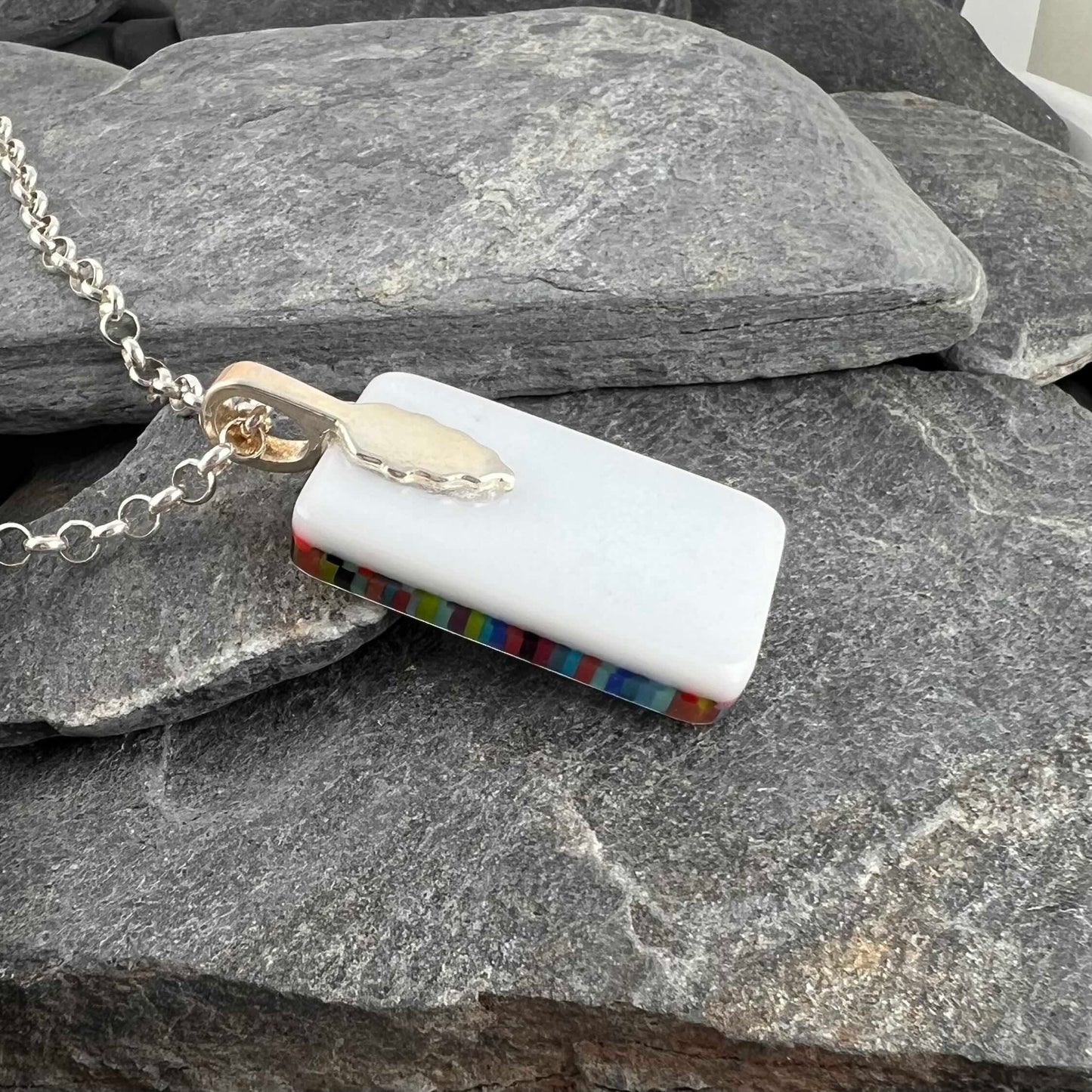 Colorful Striped Fused Glass Pendant