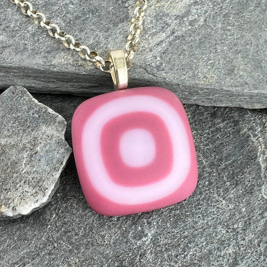 Dark and Light Pink Fused Glass Pendant